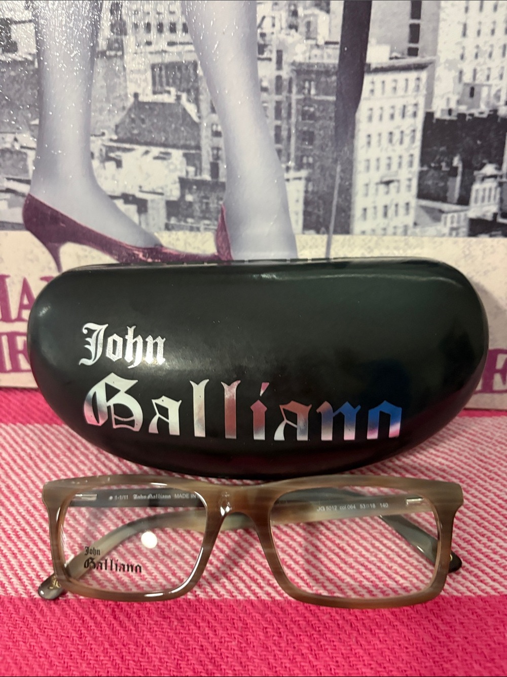 John Galliano Men's Olive Green Rectangular Eyeglass Frames